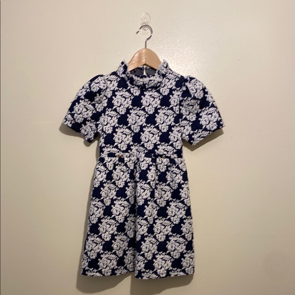 JANIEAND JACK Navy and White Floral Kids Dress. Size 7. New - Picture 1 of 7